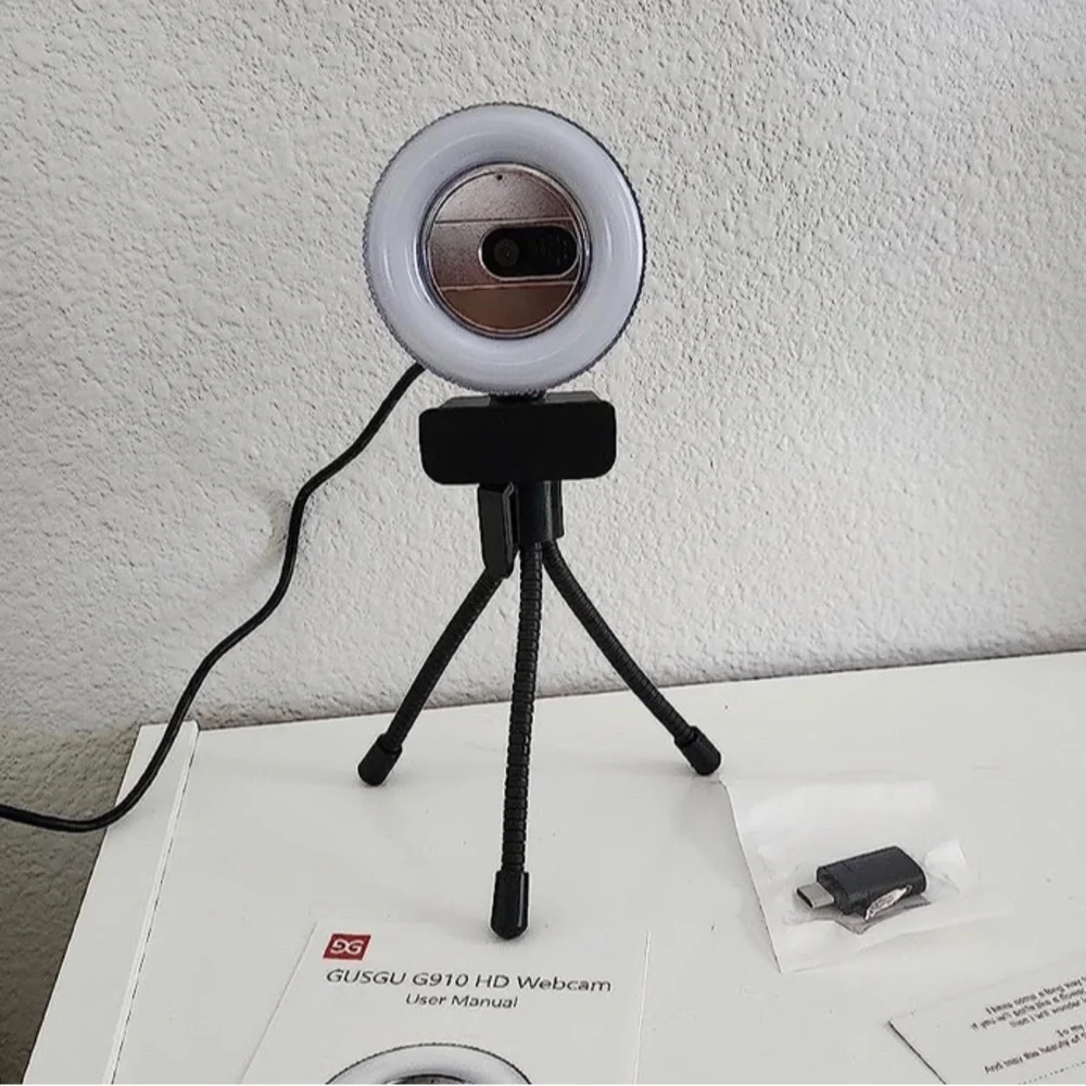 1080P FHD Webcam with Sony Sensor and Built-in Ring Light